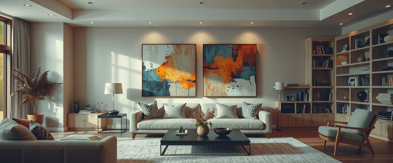 Pełna wizualizacja umeblowanego pokoju przy użyciu modelu sztucznej inteligencji.